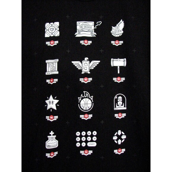 IGN Nintendo Video Games Power UP Icons Black XL Cotton T Shirt Mario Portal - Picture 1 of 5